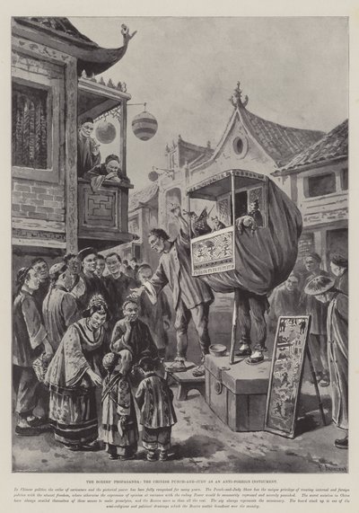 De propaganda van de boksers, de Chinese Punch-and-Judy als anti-buitenlands instrument door Paul Frenzeny